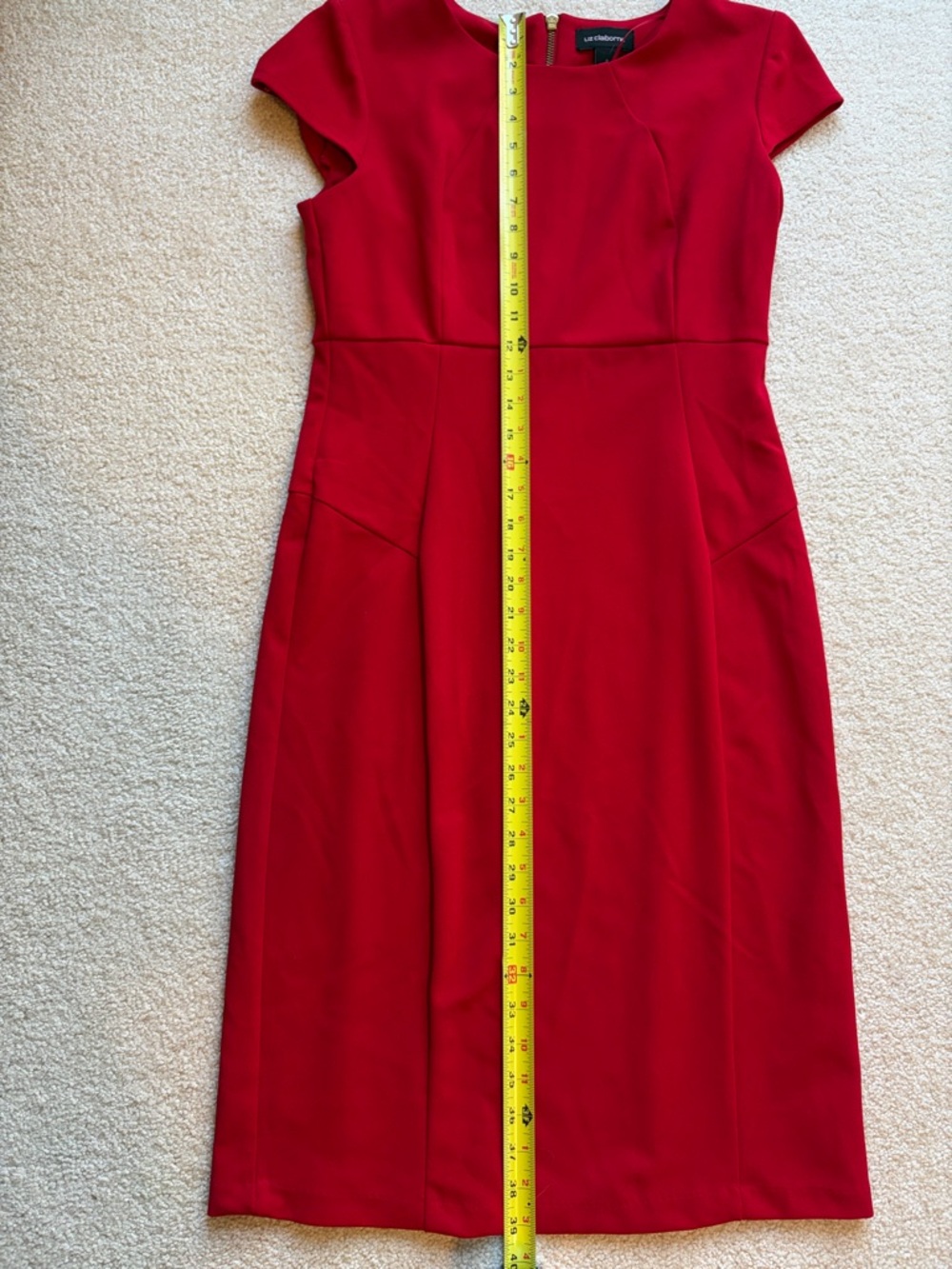 Liz Claiborne Red Cap-Sleeve Sheath Dress - Picture 4 of 6